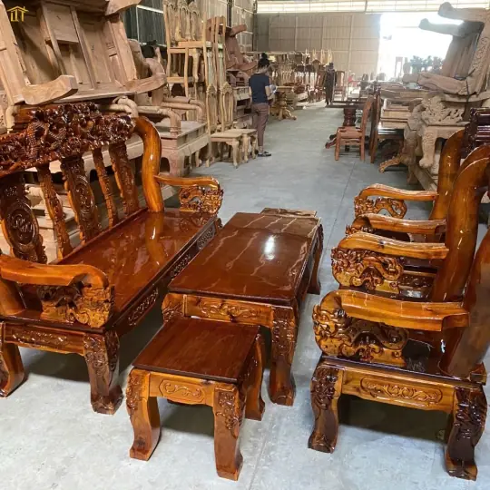 Bàn Ghế Gỗ Kiểu Mới Gỗ Tràm chạm Tay Rồng